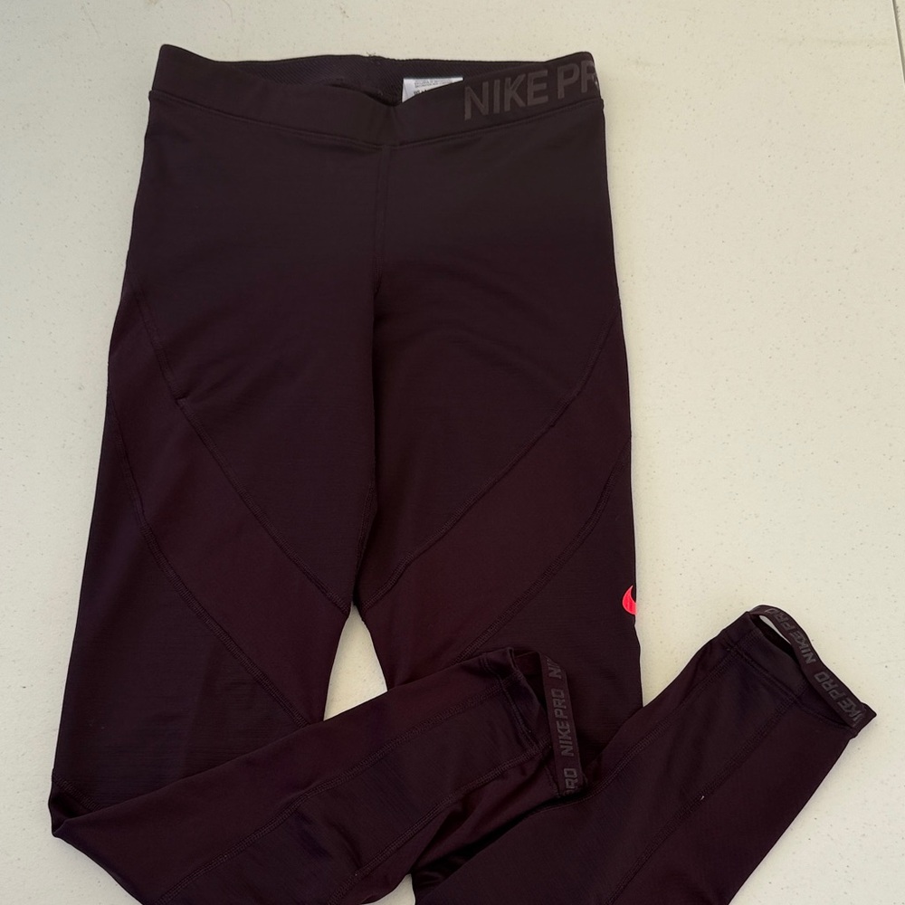 Nike Kids Dark Leggings with Pink Logo